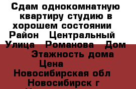 Сдам однокомнатную квартиру-студию в хорошем состоянии › Район ­ Центральный › Улица ­ Романова › Дом ­ 30 › Этажность дома ­ 7 › Цена ­ 14 000 - Новосибирская обл., Новосибирск г. Недвижимость » Квартиры аренда   . Новосибирская обл.,Новосибирск г.